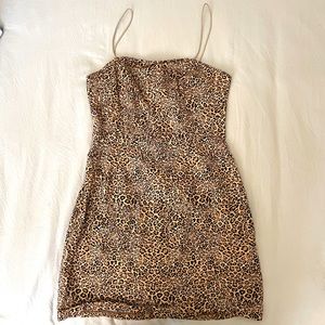 UO Cheetah Mini Dress- Linen